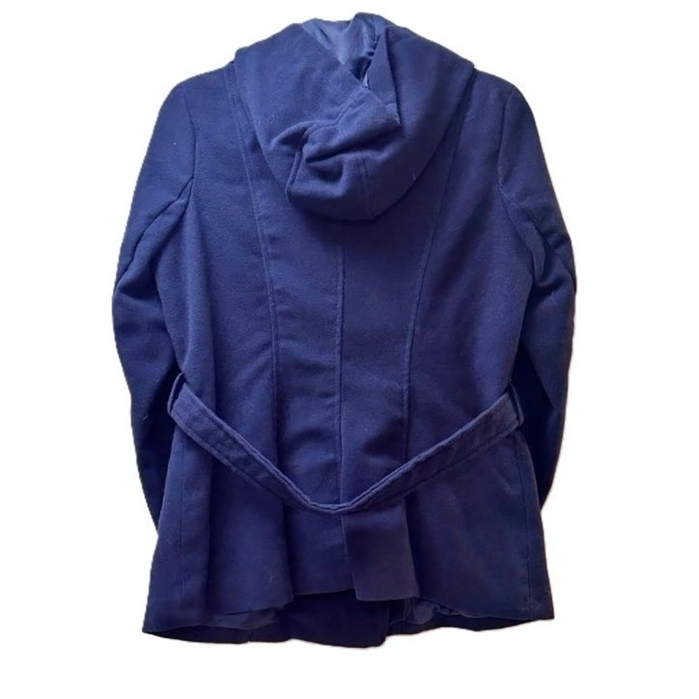 Ci Sono Womens Navy Blue Hooded Pea Coat Double Breasted Jacket CT6013 Size L - Picture 3 of 9